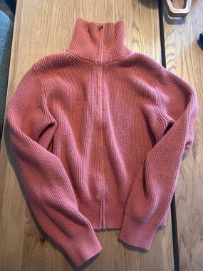 Uniqlo Women's Ribbed Zip Cowl Turtleneck Sweater — Soft red